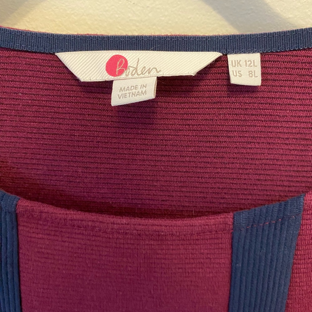 Boden Anita Ottoman Tunic Dress burgundy and navy size 12 - Picture 3 of 5